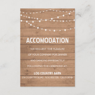 Wood grain and string lights suite wedding insert