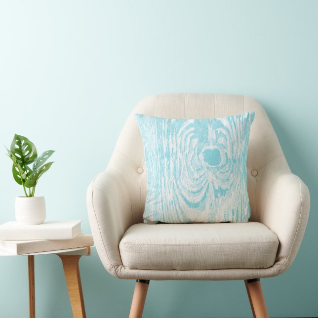 Wood Grain Aqua Pattern Pillow (Chair)