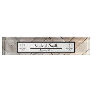 Wood Grain Attorney at Law Nameplate