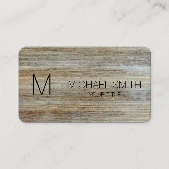 Wood Grain Background Monogram #2 Business Card (Front)