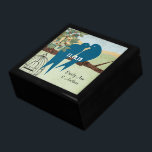 Wood Grain Bird Cage Teal Cute Kissing Love Birds Gift Box<br><div class="desc">Wedding Black Lacquer Keepsake Custom Designer Personalised Jewellery Box or Memory Box Elegant Unique Wedding Anniversary  Christmas Gifts or Valentines Day Gifts</div>