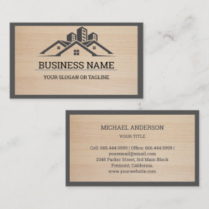 Wood Grain Black House Roofing Construction Roofer Business Card