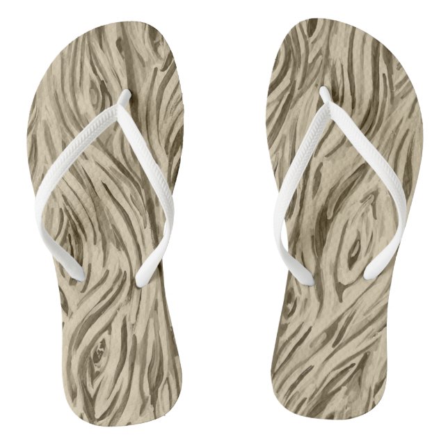 wood grain board planks flip flops sandals (Footbed)