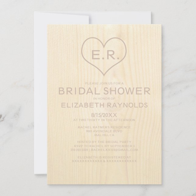 Wood Grain Bridal Shower Invitations (Front)