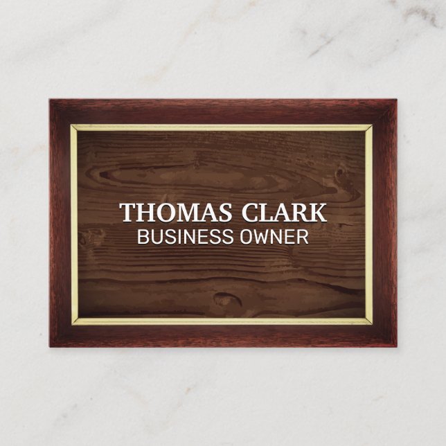 Wood Grain | Brown Vintage Frame Business Card (Front)