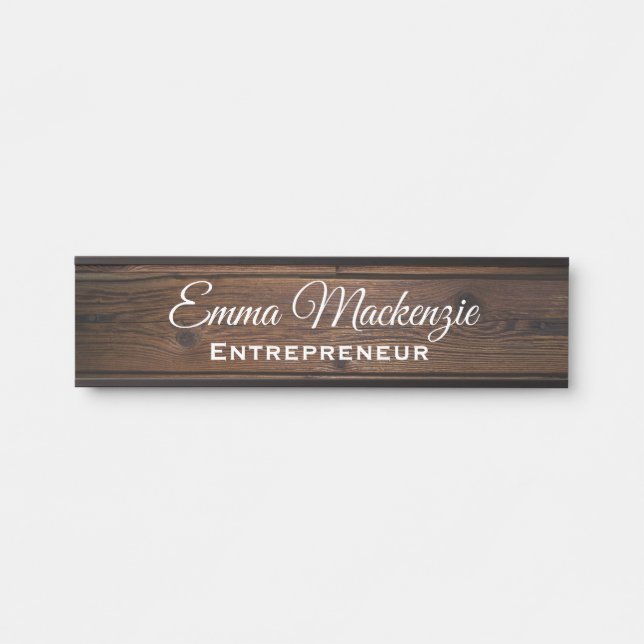 Wood Grain Customizeable Office Door Sign (Front)