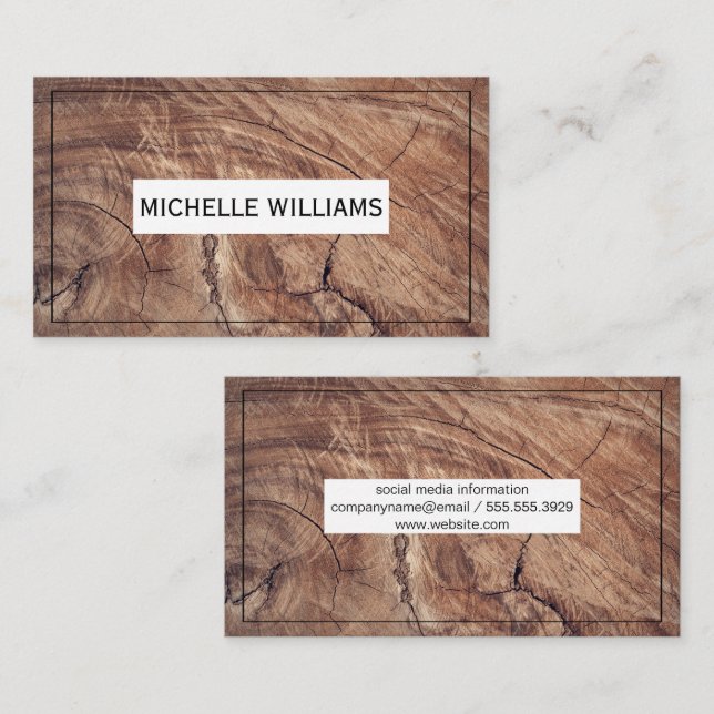 Wood Grain Cut Background Business Card (Front/Back)