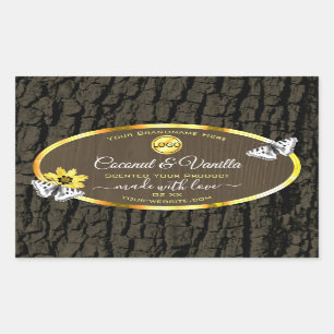 Wood Grain Dark Brown Gold Product Labels Add Logo