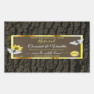 Wood Grain Dark Brown Gold Product Labels Add Logo