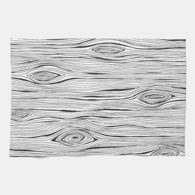 Wood Grain Doodle Tea Towel (Horizontal)
