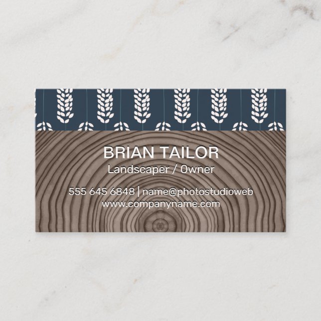 Wood Grain | Flowers | Botanical Flower Pattern Business Card (Front)