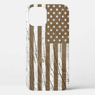 Wood Grain Grunge American Flag iPhone 12 Pro Case