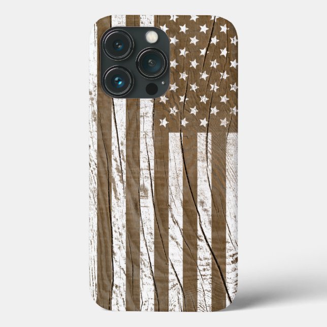 Wood Grain Grunge American Flag Case-Mate iPhone Case (Back)