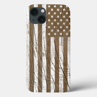 Wood Grain Grunge American Flag