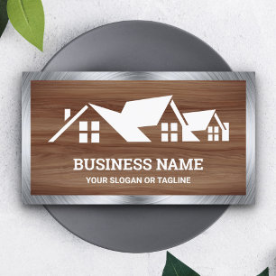 Wood Grain House Roofing Construction Roofer Business Card