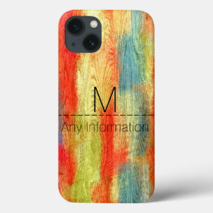 Wood Grain Monogram iPhone 13 Case