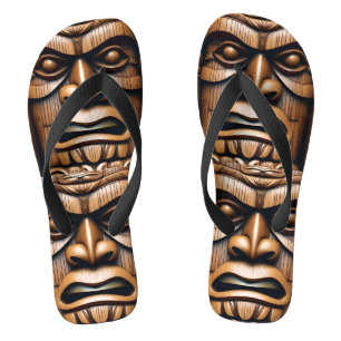 Wood Grain New Zealand Tiki,  Jandals