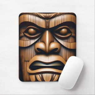 Wood Grain New Zealand Tiki, Mouse Pad