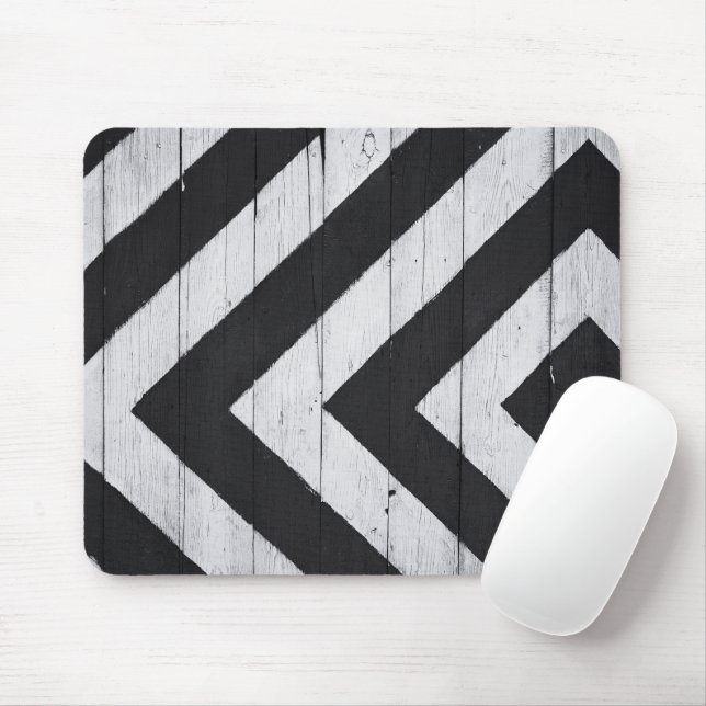 Wood Grain Painted Black and White Mouse Pad (With Mouse)