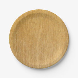 Wood grain paper plate