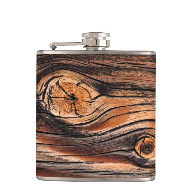 Wood Grain Pattern Hip Flask (Front)