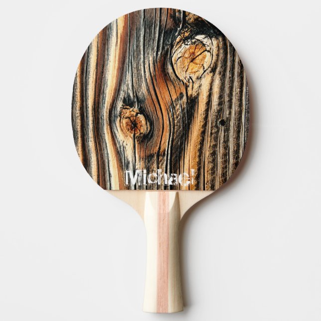 Wood Grain Pattern - Personalised Ping Pong Paddle (Front)