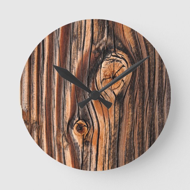 Wood Grain Pattern Round Clock (Front)