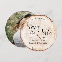 Wood Grain Photo Rustic Wedding Save the date
