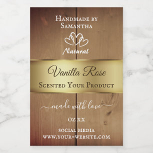 Wood Grain Product Packaging Labels Gold Decor