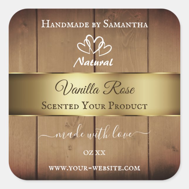 Wood Grain Product Packaging Labels Gold Decor (Front)