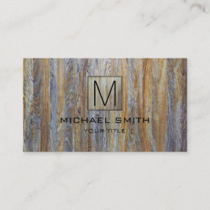 Wood Grain Professional Elegant Monogram #18 Business Card