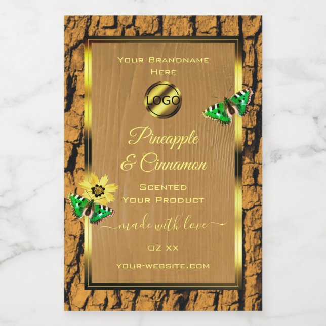 Wood Grain Rustic Tree Bark Product Labels Logo (Single Label)