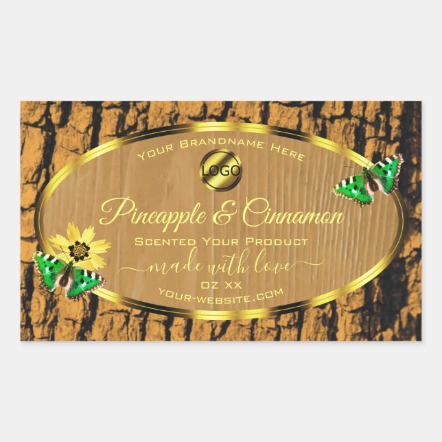Wood Grain Rustic Tree Bark Product Labels Logo (Front)