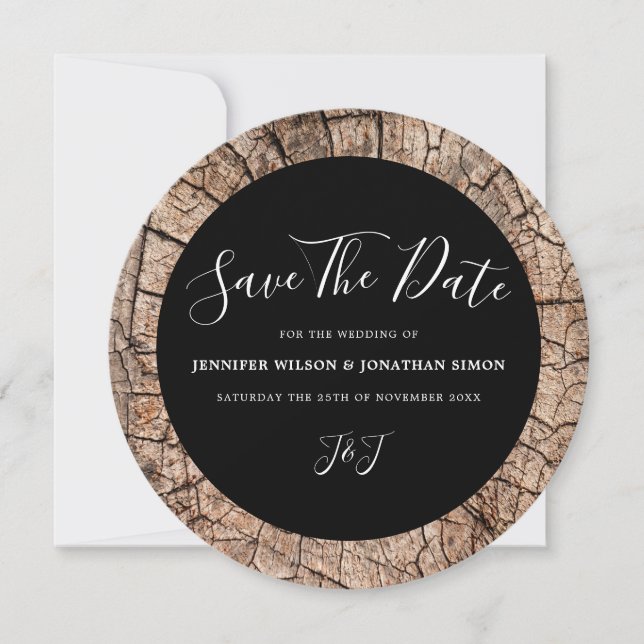 Wood Grain Rustic Wedding Save the date Invitation (Front)