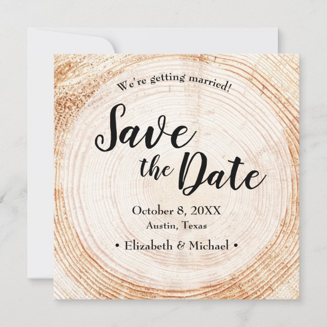 Wood Grain Rustic Wedding Save the date photo Invitation (Front)