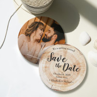 Wood Grain Rustic Wedding Save the date photo