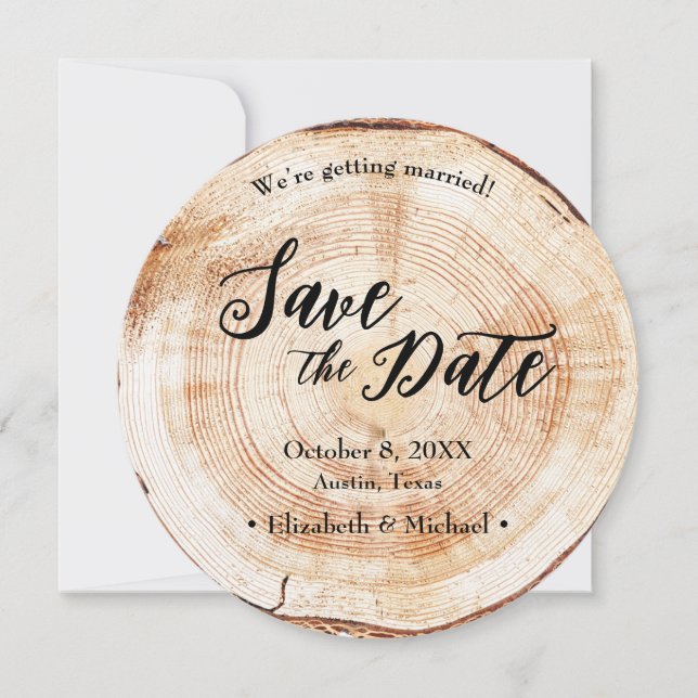 Wood Grain Rustic Wedding Save the date photo  Invitation (Front)