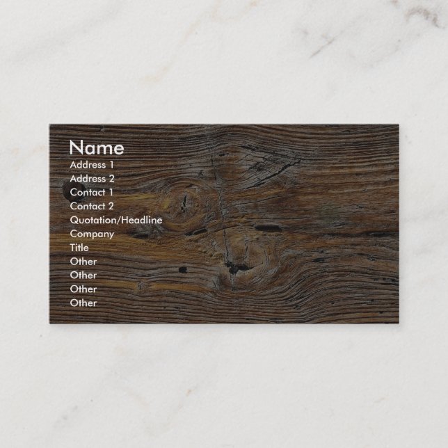 Wood grain, sheet of weathered timber business card (Front)