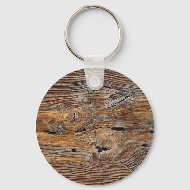 Wood grain, sheet of weathered timber key ring (Front)