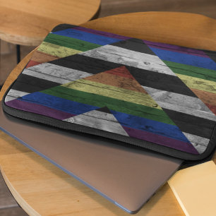 Wood Grain Subtle Ally Pride Flag Rainbow Colours Laptop Sleeve