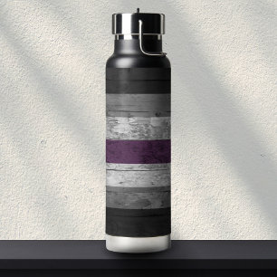 Wood Grain Subtle Asexual Pride Flag Colours Water Bottle