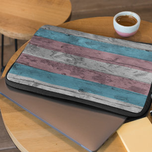 Wood Grain Subtle Trans Pride Flag Colours Laptop Sleeve