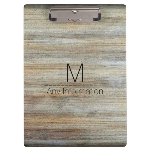 Wood Grain Texture Monogram #2 Clipboard (Front)