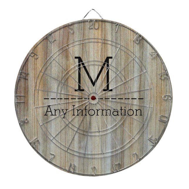 Wood Grain Texture Monogram #2 Dartboard (Front)