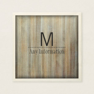 Wood Grain Texture Monogram #2 Napkin
