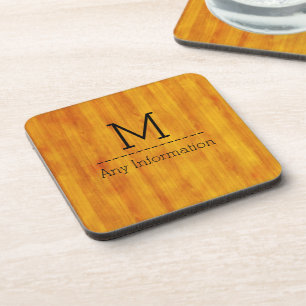 Wood Grain Texture Monogram #3 Coaster