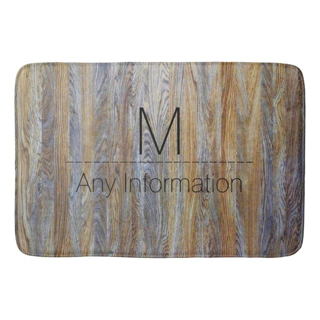 Wood Grain Texture Monogram #4 Bath Mat (Front)