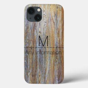 Wood Grain Texture Monogram #4 iPhone 13 Case