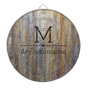 Wood Grain Texture Monogram #4 Dartboard