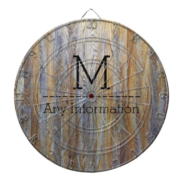 Wood Grain Texture Monogram #4 Dartboard (Front)